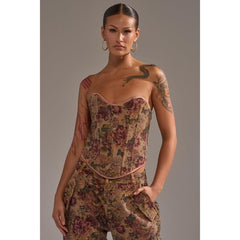 GLAM SQUAD RHINESTONE BROCADE CORSET