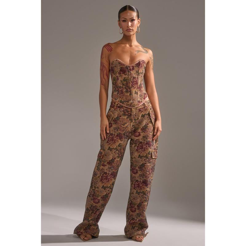 GLAM SQUAD RHINESTONE BROCADE CORSET