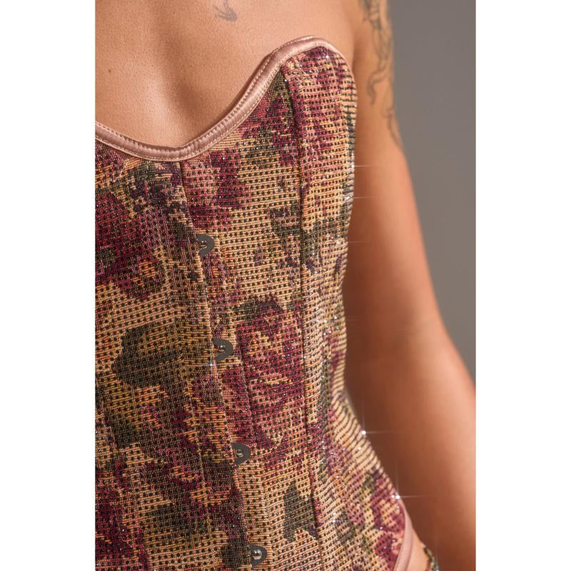 GLAM SQUAD RHINESTONE BROCADE CORSET